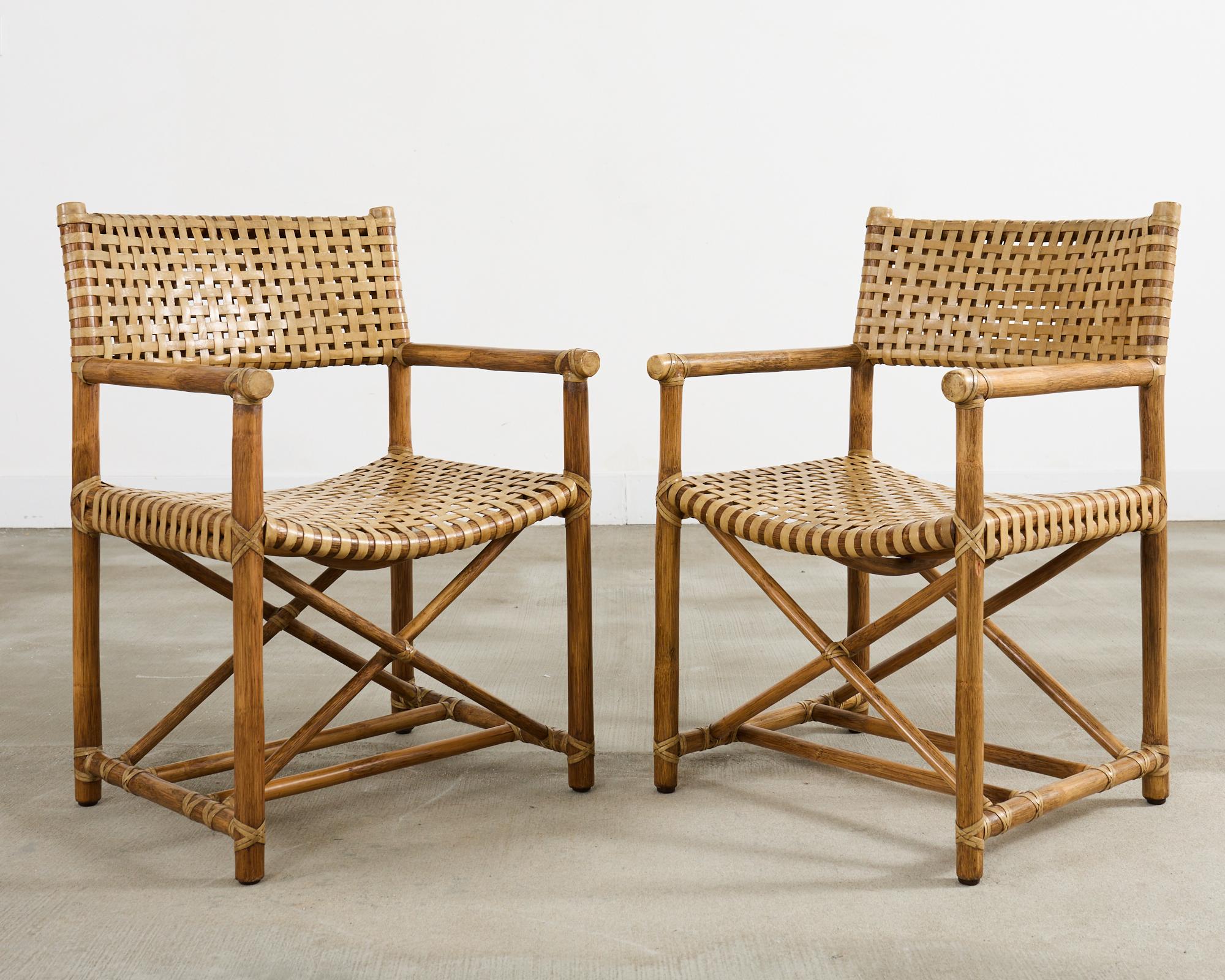 XX secolo Set di quattro poltrone da pranzo McGuire in rattan intrecciato in vendita