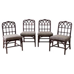 Set of Four McGuire Lacquered Bamboo Dining Chairs