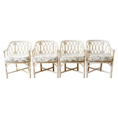 Set of Four Mcguire Organic Modern Bamboo Rattan Armchairs