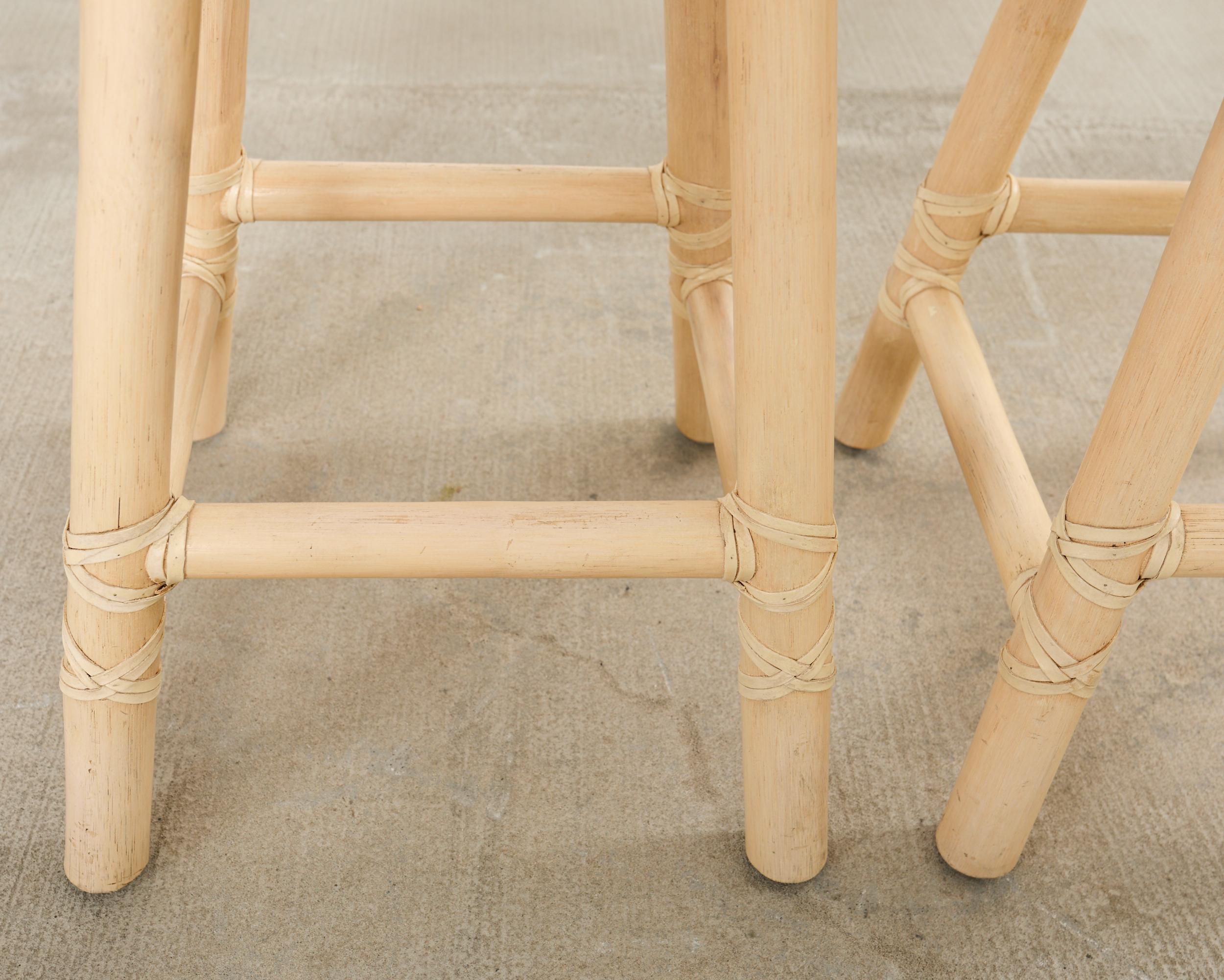 Set of Four McGuire Organic Modern Lacquered Rattan Bar Stools For Sale 3