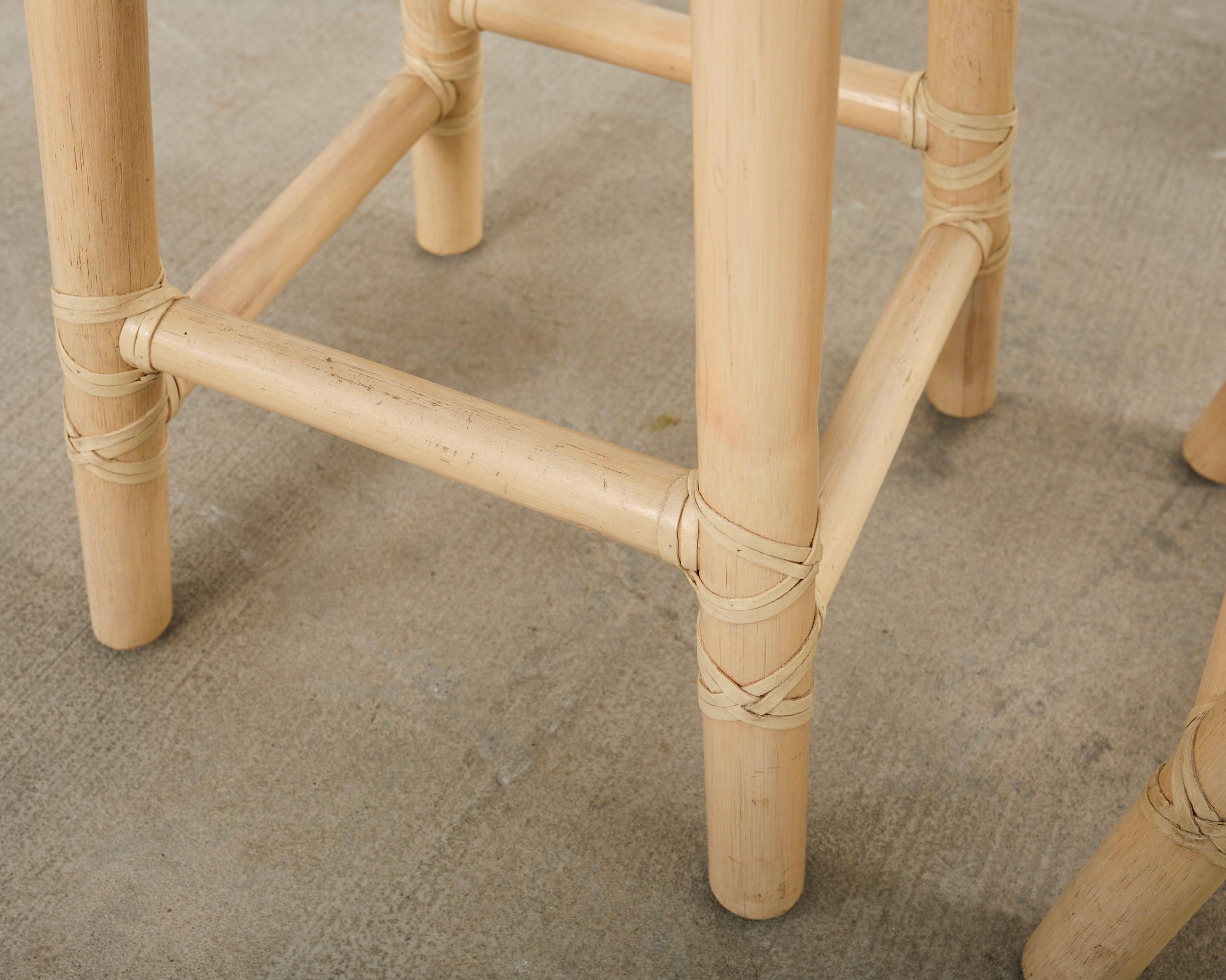 Set of Four McGuire Organic Modern Lacquered Rattan Bar Stools For Sale 5