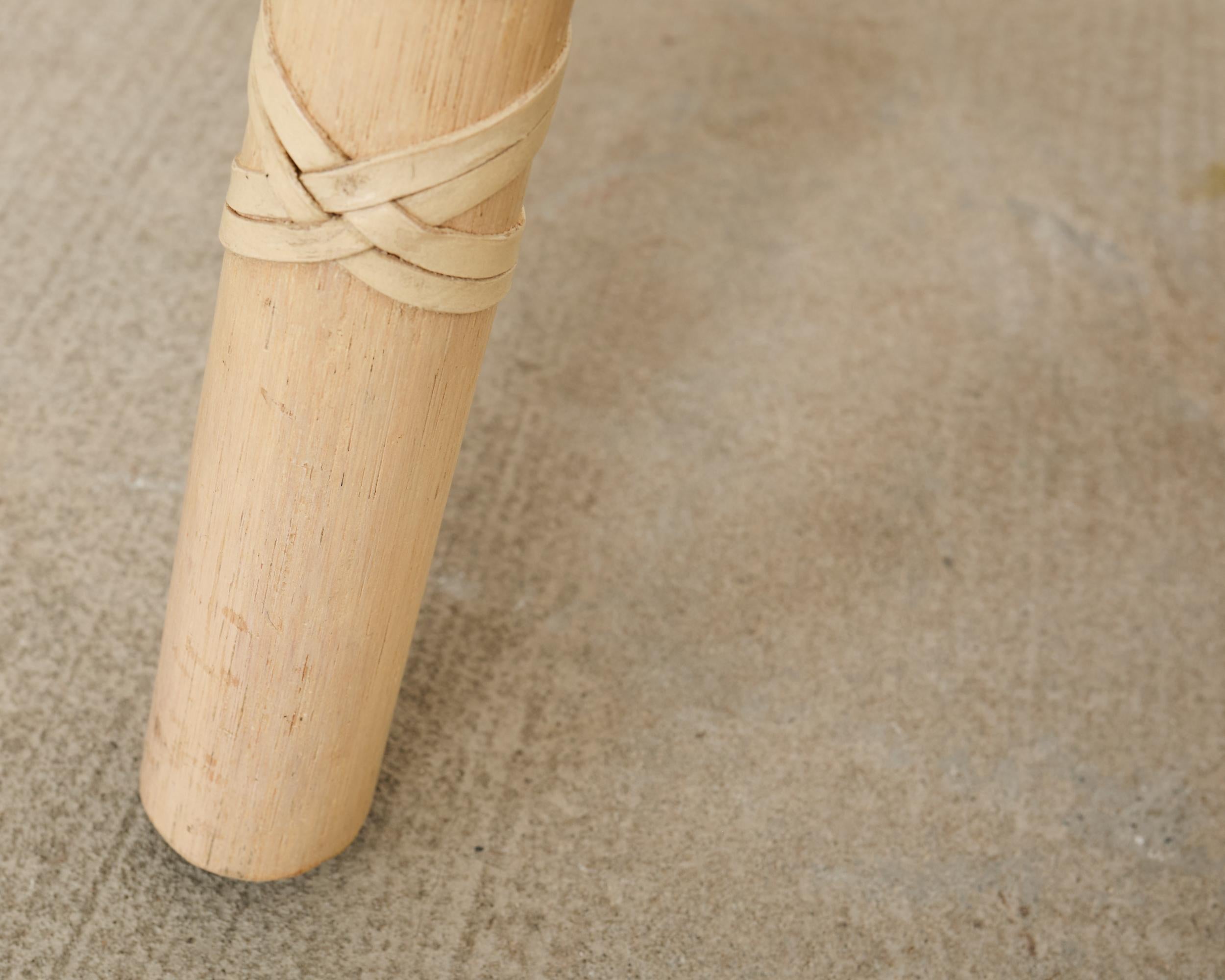 Set of Four McGuire Organic Modern Lacquered Rattan Bar Stools For Sale 6