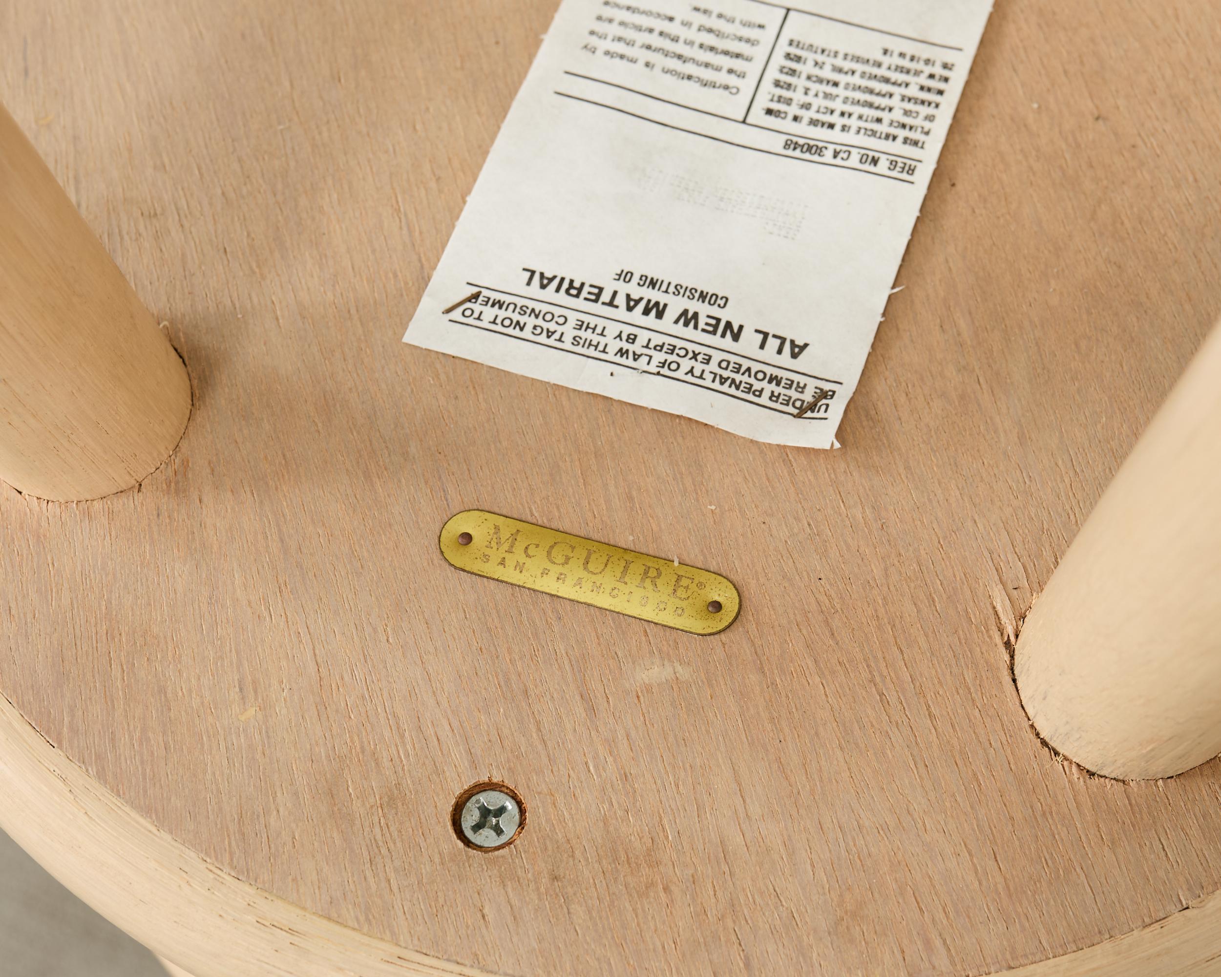 Set of Four McGuire Organic Modern Lacquered Rattan Bar Stools For Sale 8