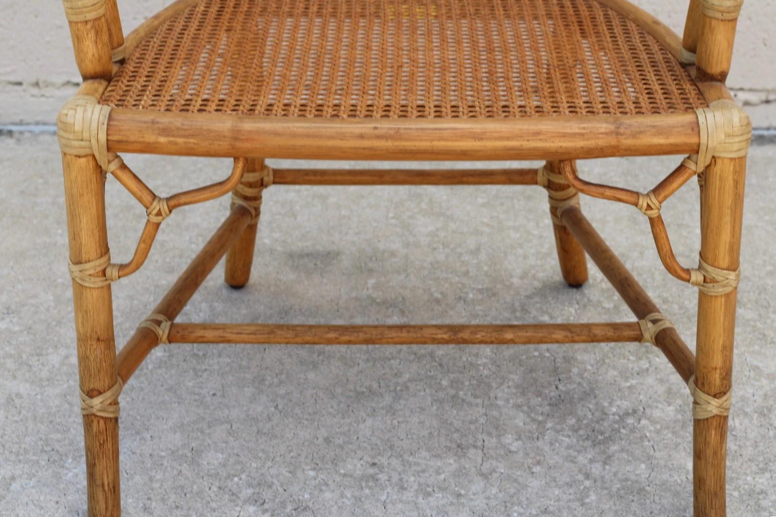 Satz von vier organischen, modernen McGuire-Esszimmerstühlen aus Rattan und Bambus mit Cracked Ice im Angebot 3