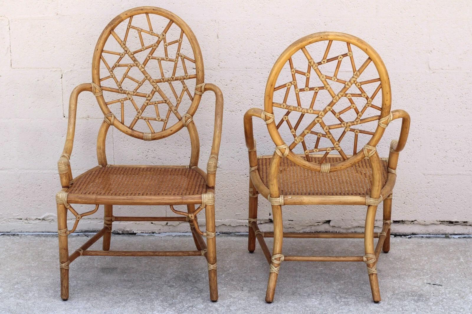 Satz von vier organischen, modernen McGuire-Esszimmerstühlen aus Rattan und Bambus mit Cracked Ice im Angebot 7