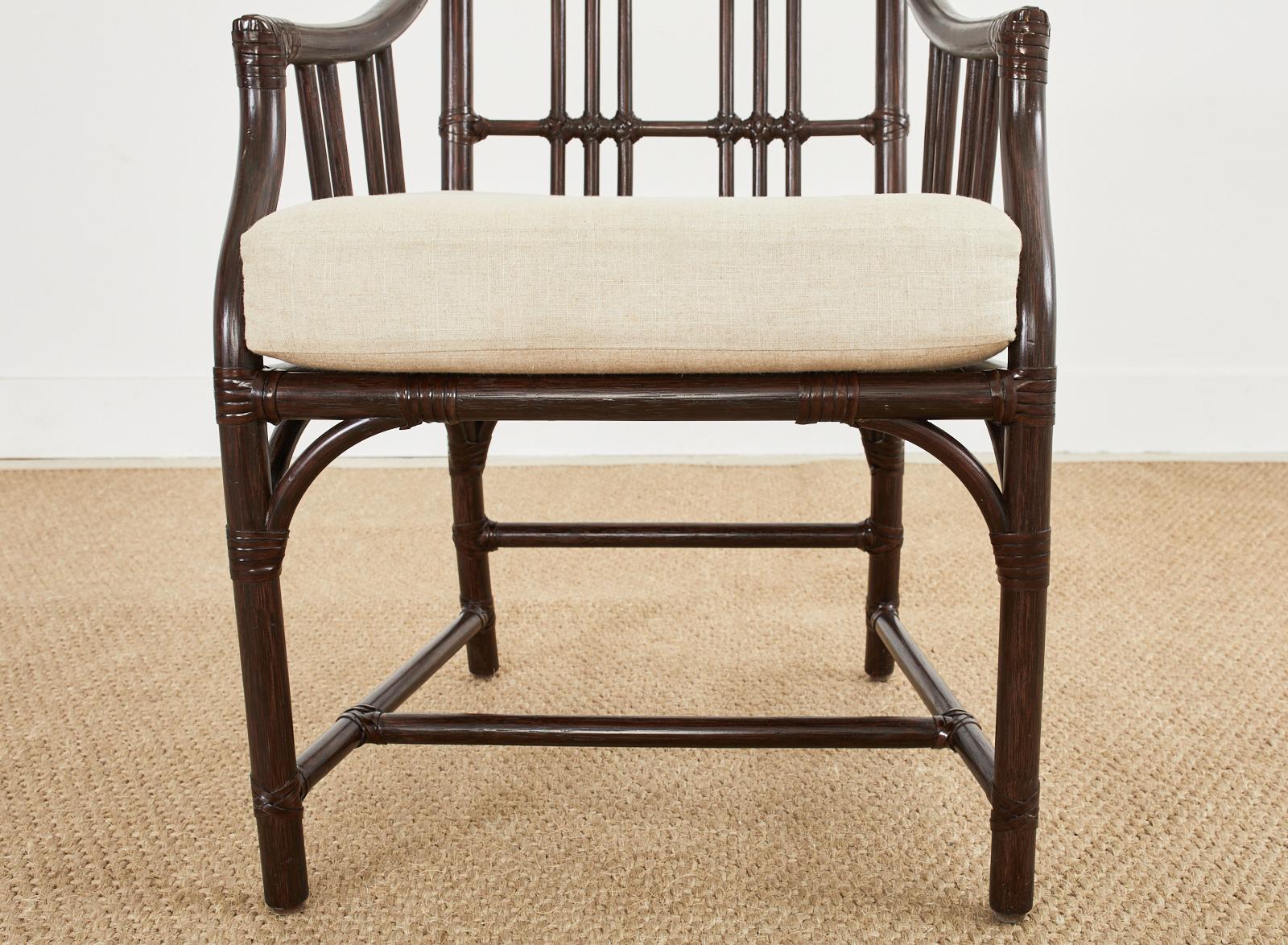 Set of Four McGuire Organic Modern Rattan Bamboo Dining Armchairs 5