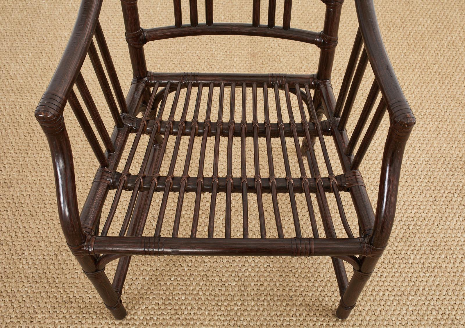 Set of Four McGuire Organic Modern Rattan Bamboo Dining Armchairs 12