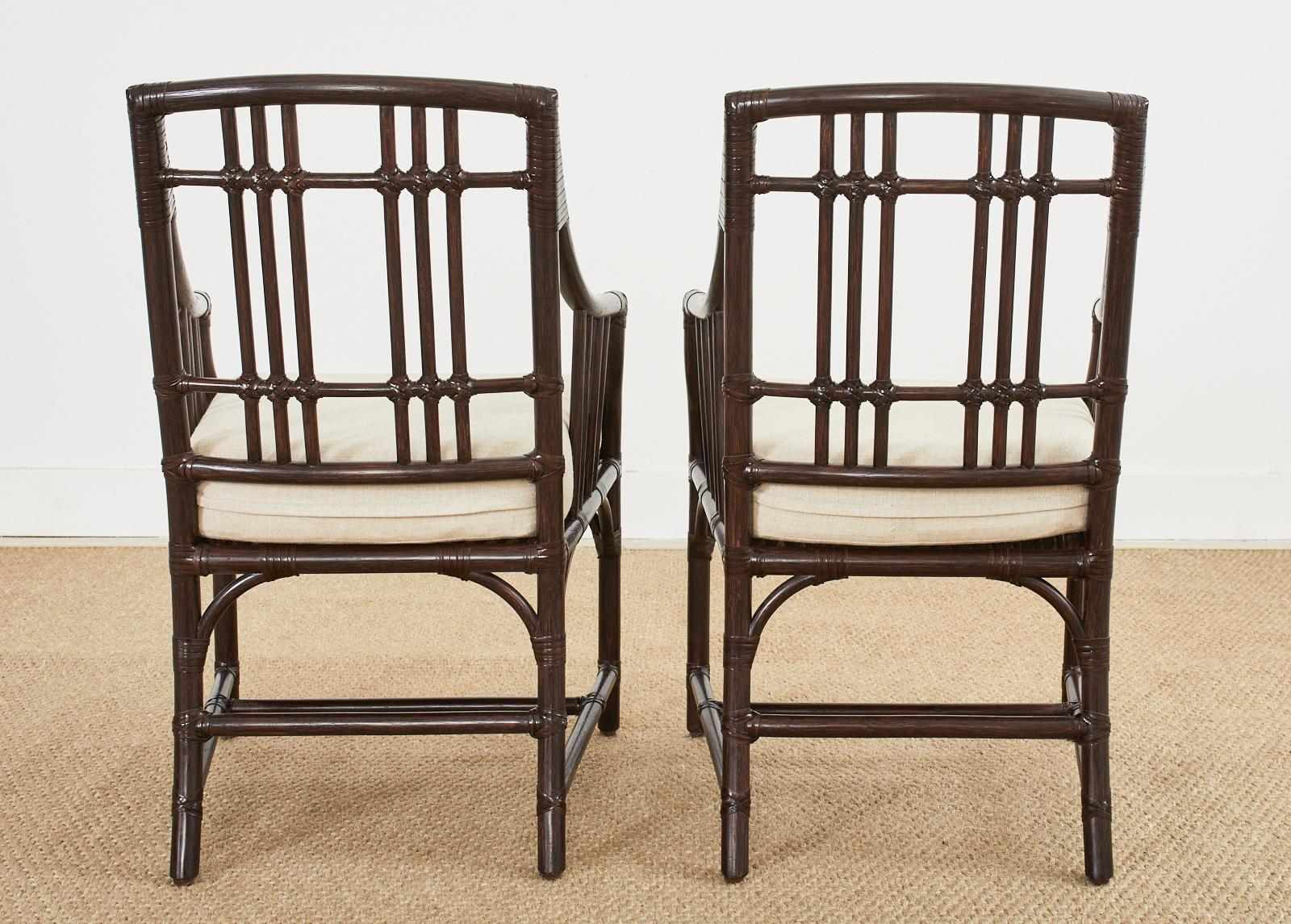 Set of Four McGuire Organic Modern Rattan Bamboo Dining Armchairs 13