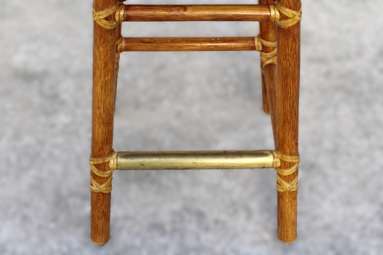 Set of Four McGuire Organic Modern Rattan Bar Stools For Sale 3