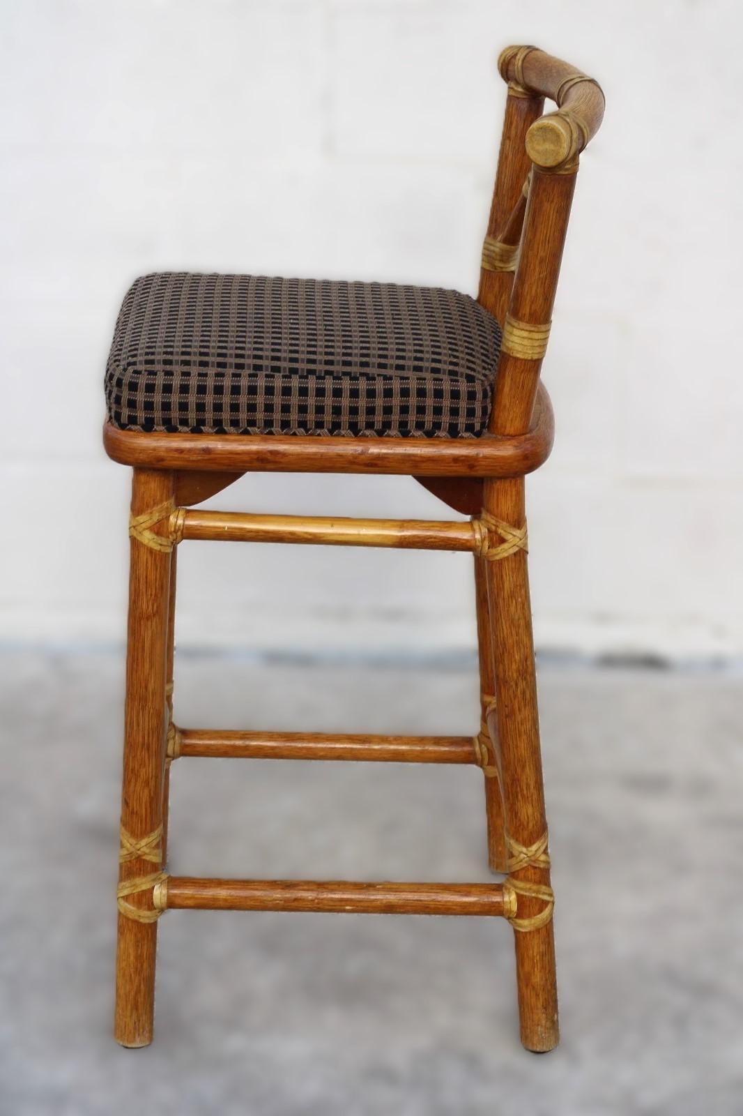 Set of Four McGuire Organic Modern Rattan Bar Stools For Sale 4