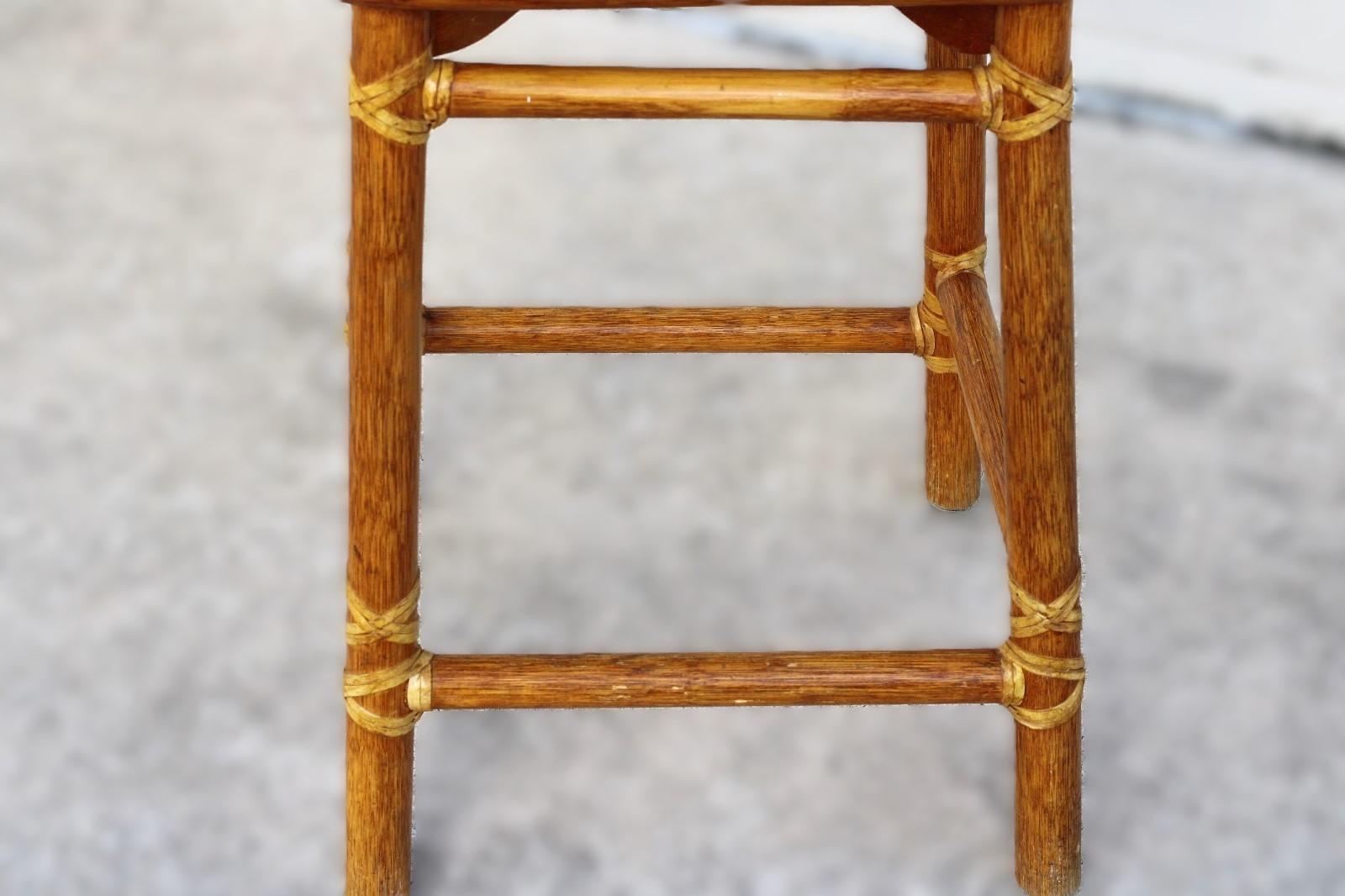 Set of Four McGuire Organic Modern Rattan Bar Stools For Sale 5