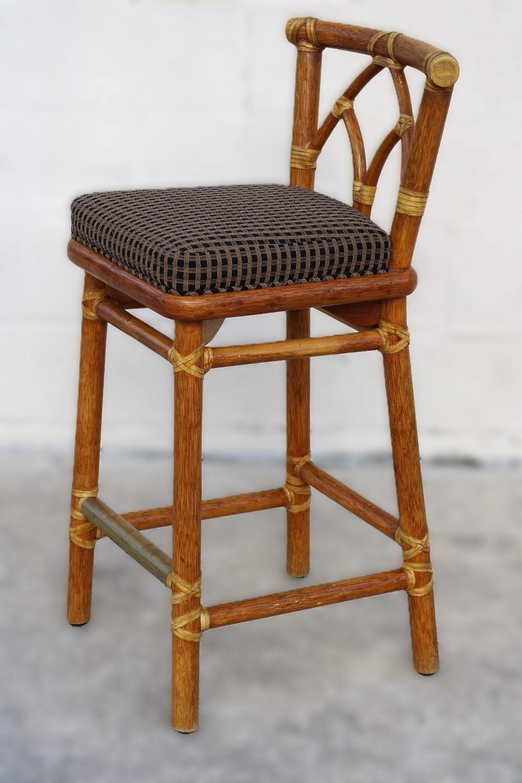 Set of Four McGuire Organic Modern Rattan Bar Stools For Sale 6