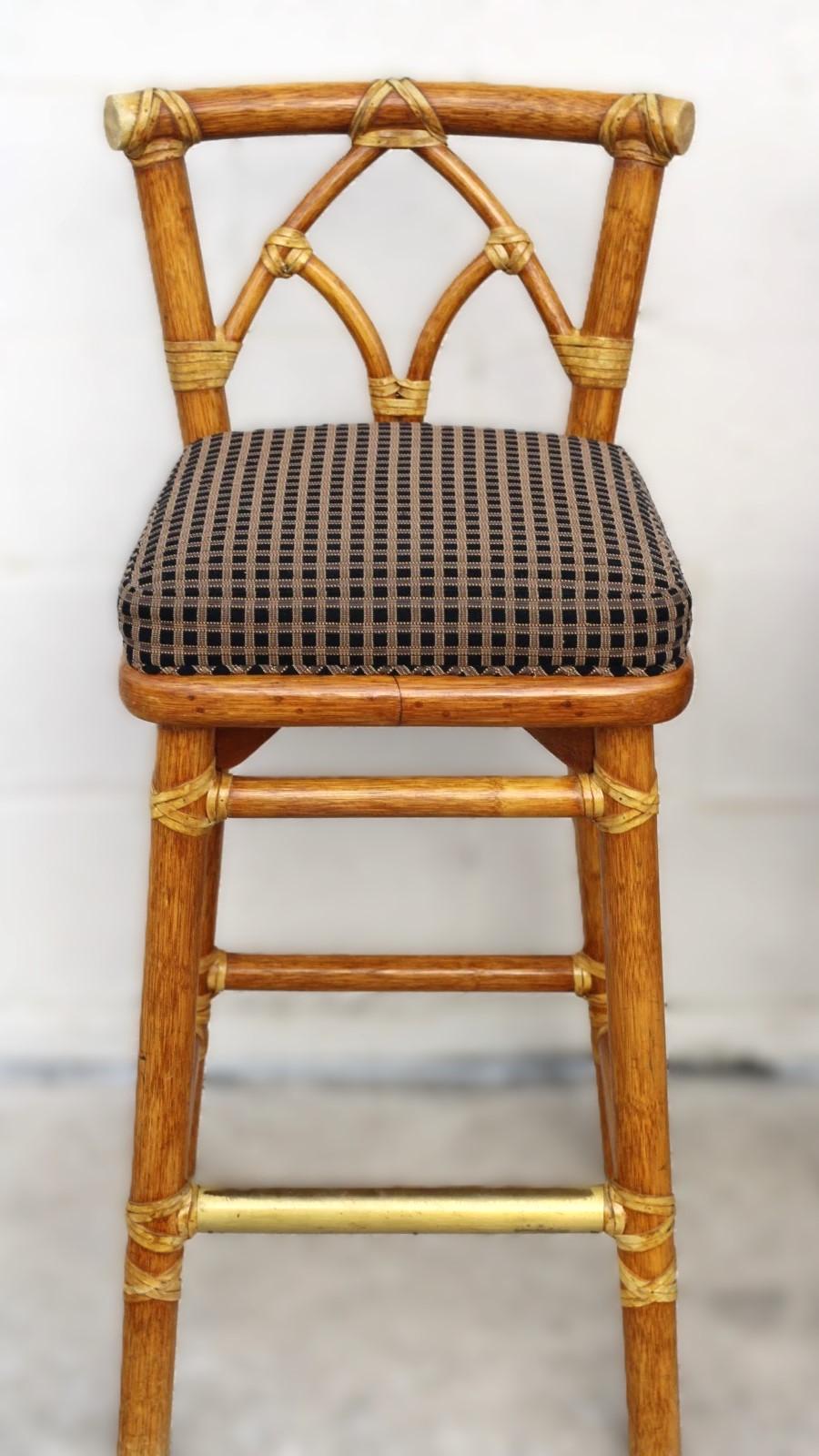 Set of Four McGuire Organic Modern Rattan Bar Stools For Sale 10