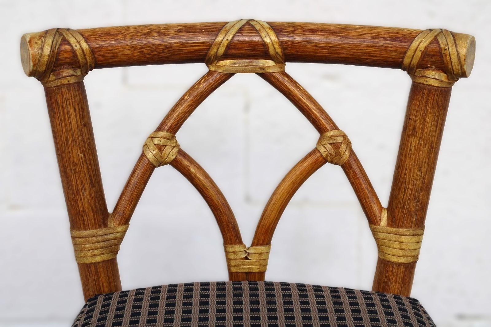 Set of Four McGuire Organic Modern Rattan Bar Stools For Sale 12