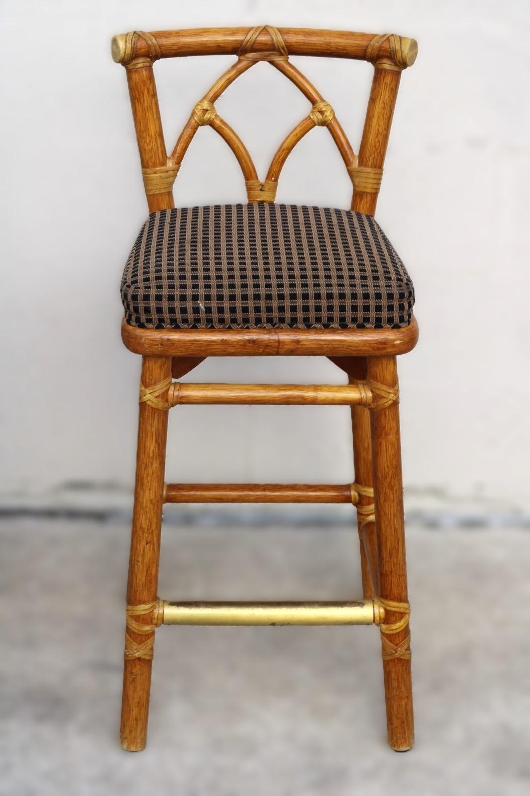 Set of Four McGuire Organic Modern Rattan Bar Stools For Sale 13