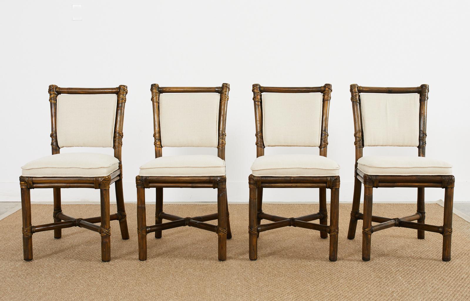 Set of Four McGuire Organic Modern Rattan Dining Chairs 9