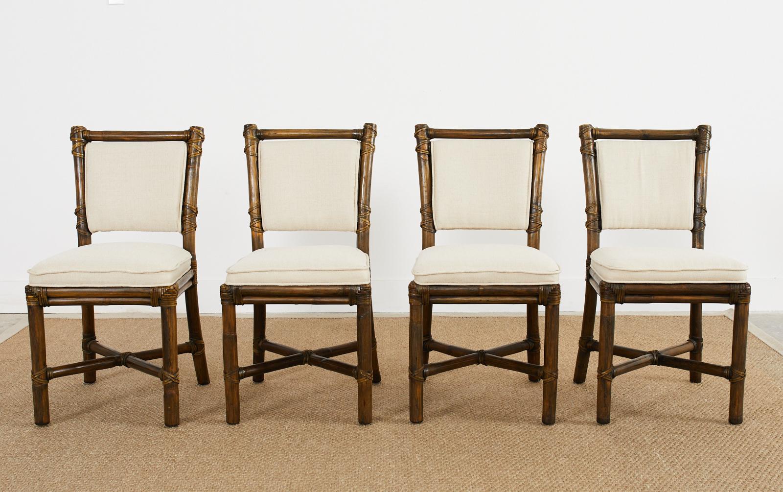 American Set of Four McGuire Organic Modern Rattan Dining Chairs
