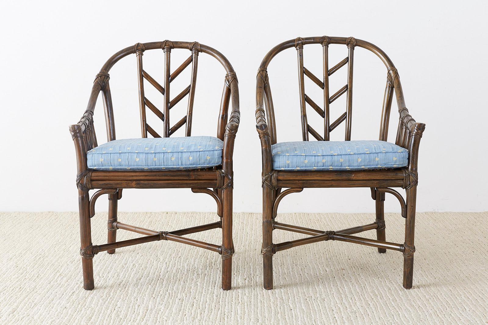 20th Century Set of Four McGuire Organic Modern Rattan Dining Chairs