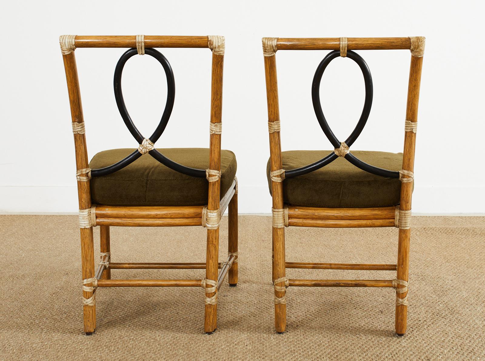 Set of Four McGuire Organic Modern Rattan Loop Dining Chairs 12