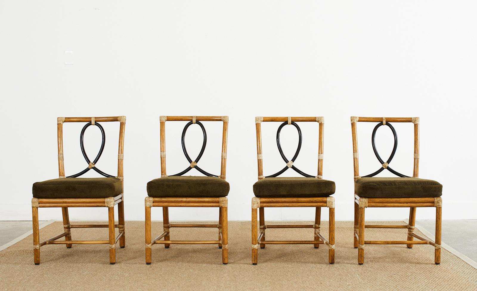 American Set of Four McGuire Organic Modern Rattan Loop Dining Chairs