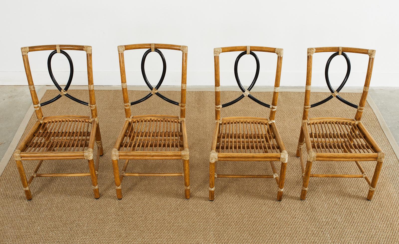 Set of Four McGuire Organic Modern Rattan Loop Dining Chairs In Good Condition In Rio Vista, CA