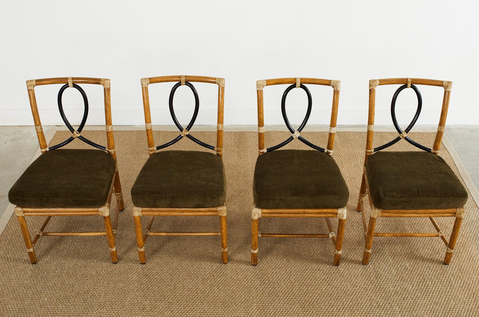20th Century Set of Four McGuire Organic Modern Rattan Loop Dining Chairs