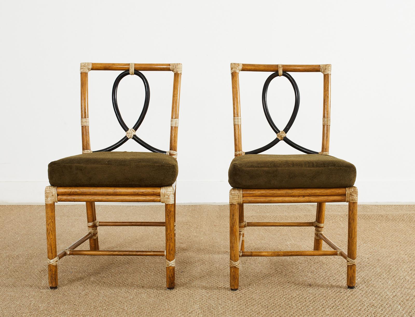 Set of Four McGuire Organic Modern Rattan Loop Dining Chairs 1