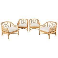 Set of Four McGuire Organic Modern Rattan Lounge Chairs