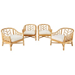 Set of Four McGuire Organic Modern Rattan Lounge Chairs