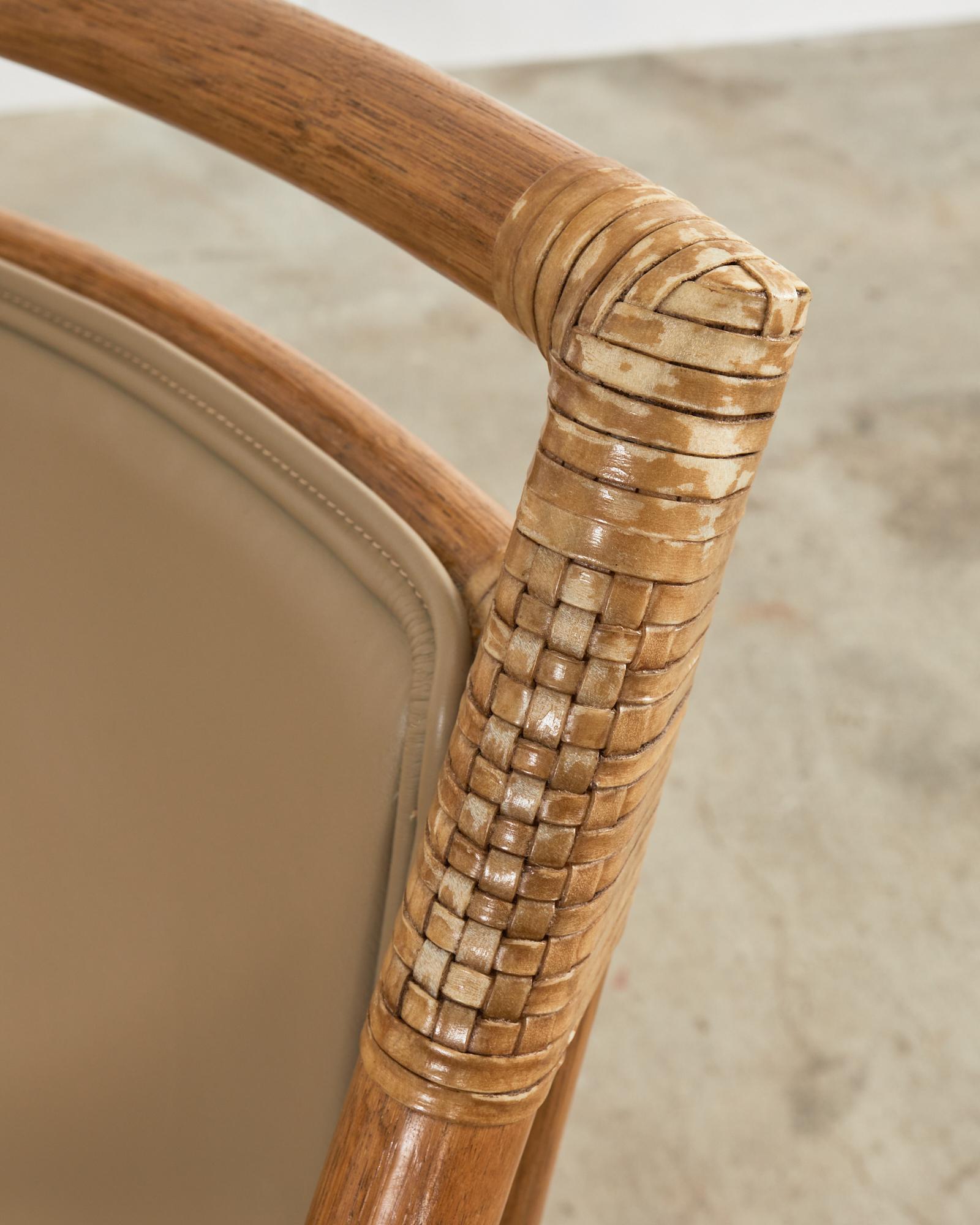 Set of Four McGuire Organic Modern Rattan Target Dining Armchairs For