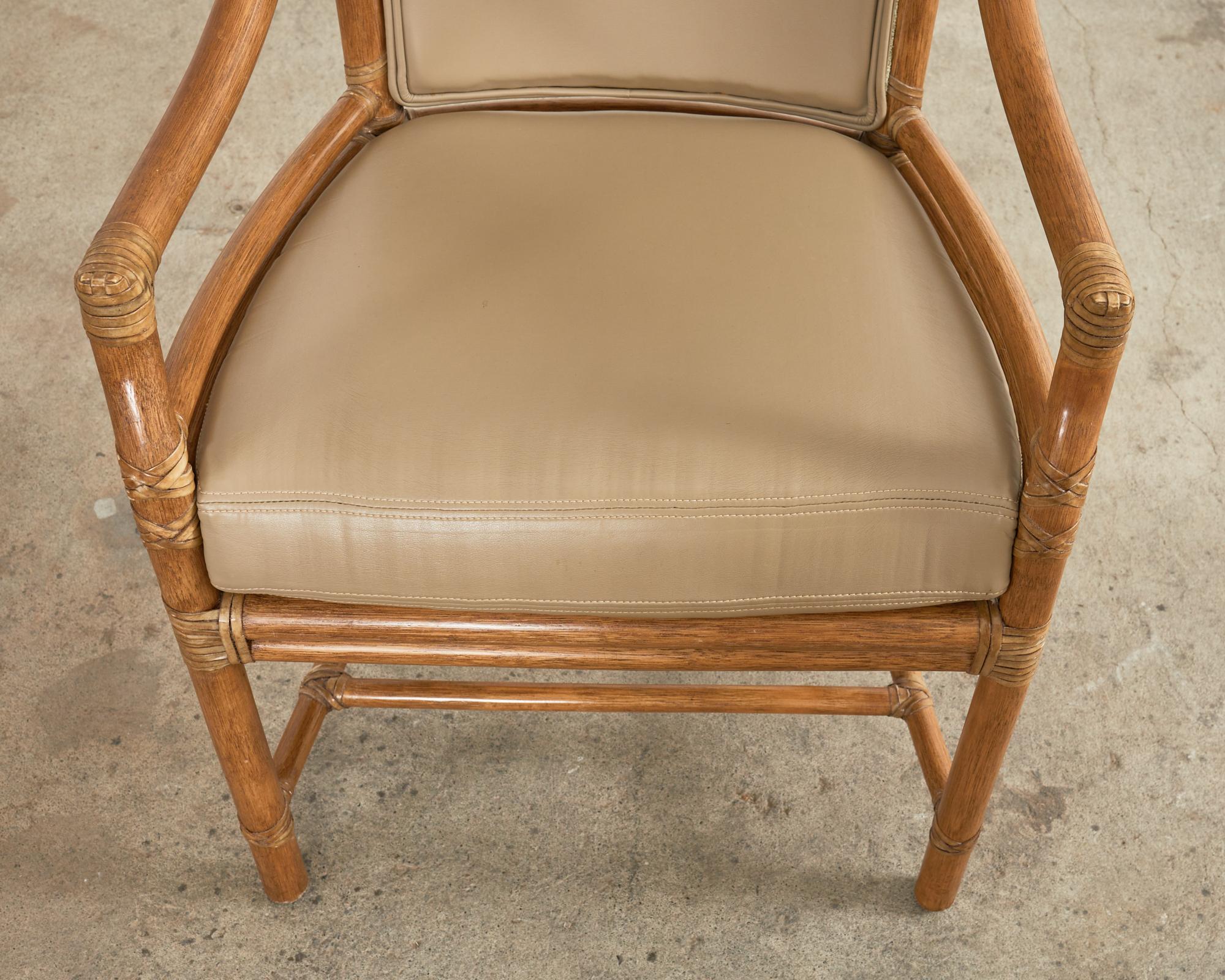 Set of Four McGuire Organic Modern Rattan Target Dining Armchairs For