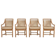 Set aus vier McGuire-Esszimmerstühlen aus organischem, modernem Rattan