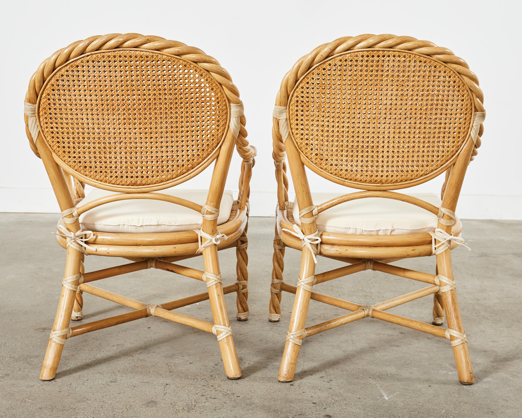 Set of Four McGuire Organic Modern Twisted Rattan Dining Chairs 7