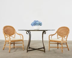 Set of Four McGuire Organic Modern Twisted Rattan Dining Chairs