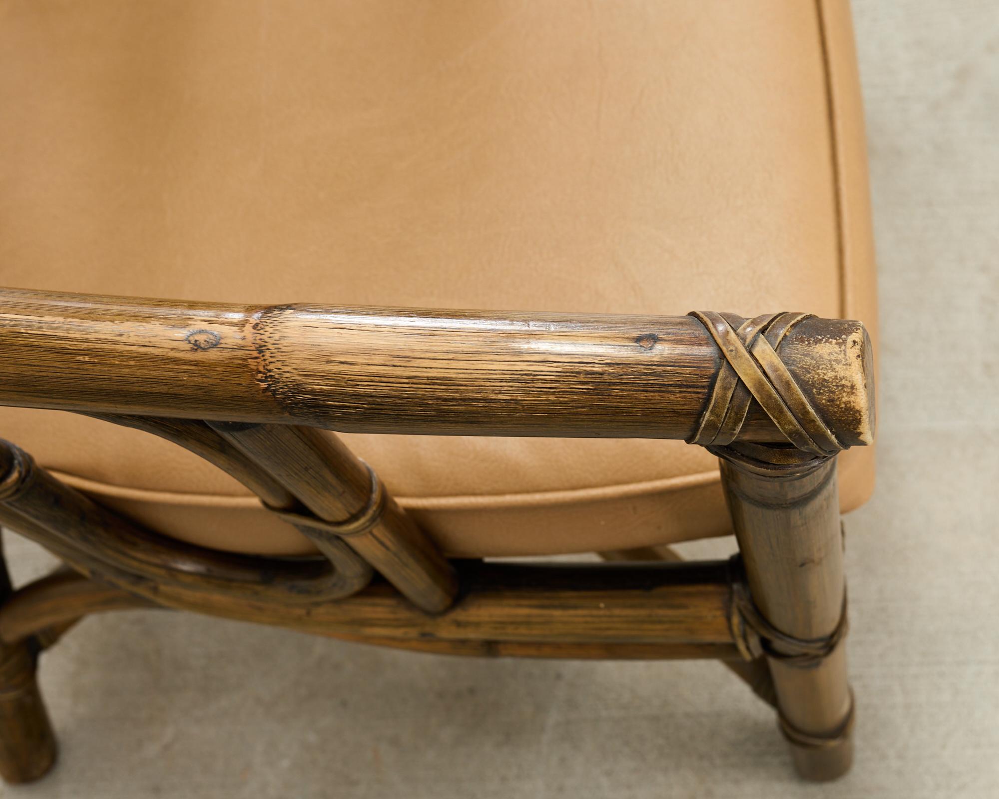 Ensemble de quatre fauteuils de salon McGuire en rotin avec dossier en forme de tonneau en vente 8