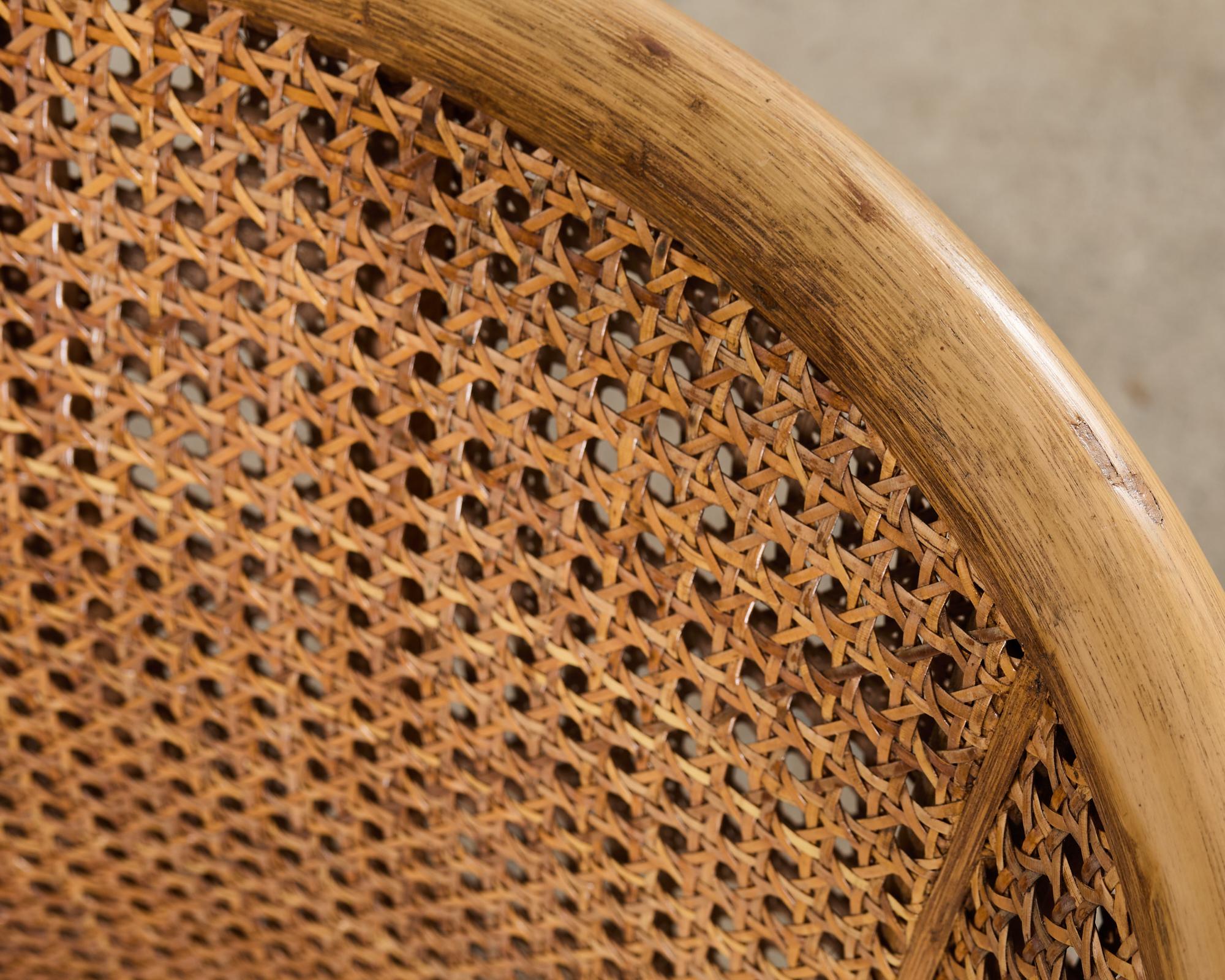 Set of Four McGuire Rattan Cane Barrel Dining Chairs For Sale 9