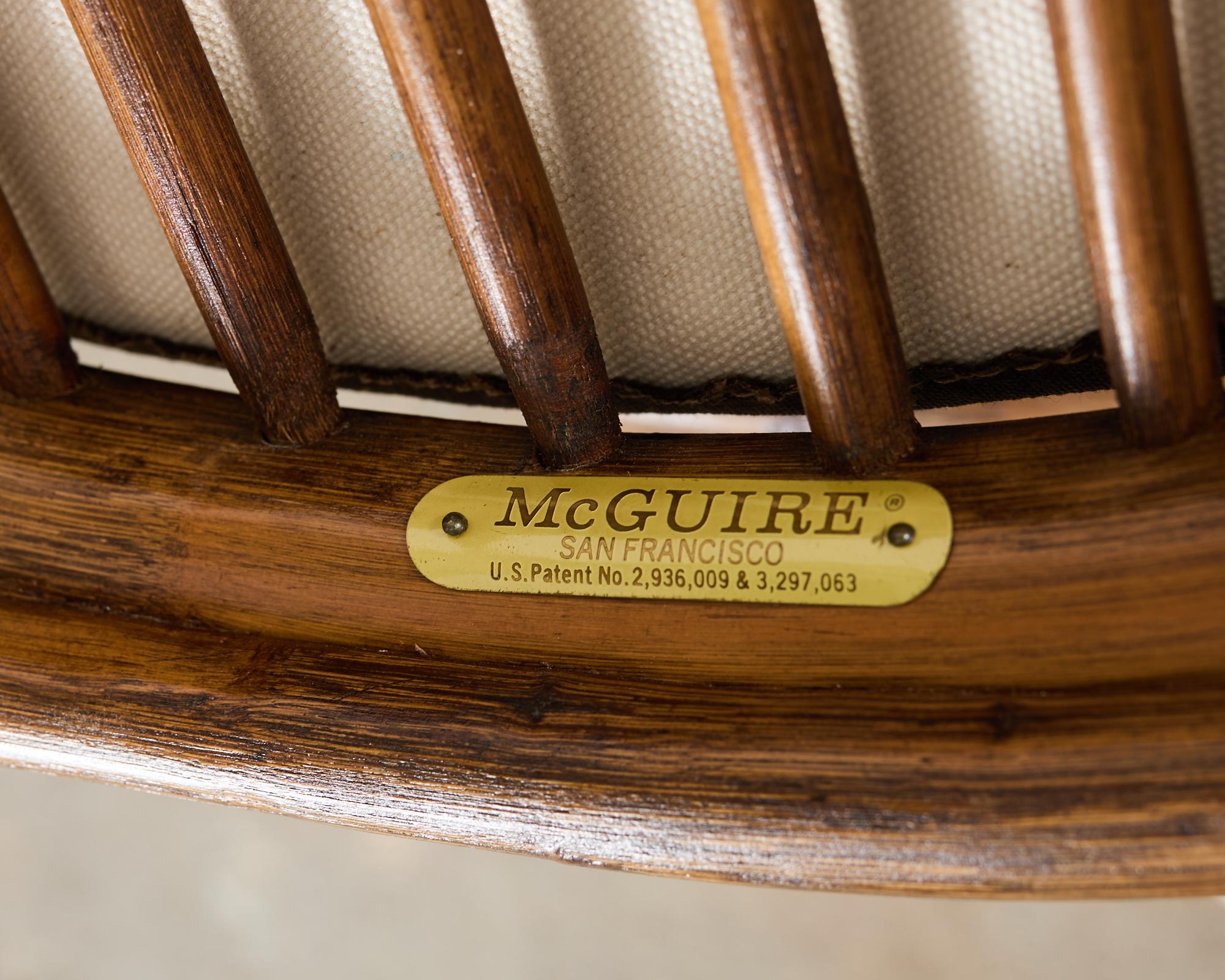 Set of Four McGuire Rattan Cane Barrel Dining Chairs For Sale 11