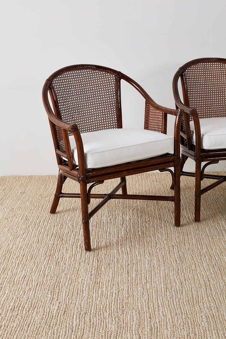 Set of Four McGuire Rattan Cane Horseshoe Lounge Chairs at 1stDibs