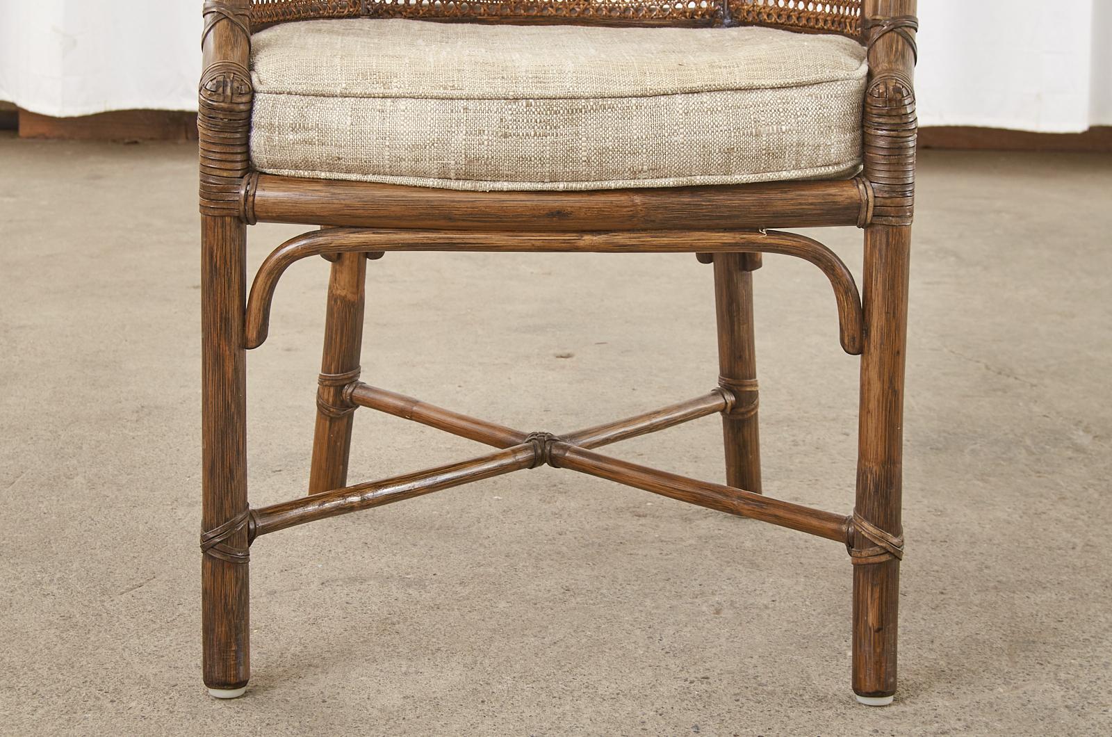 Set of Four McGuire Rattan Caned Barrel Dining Chairs 1