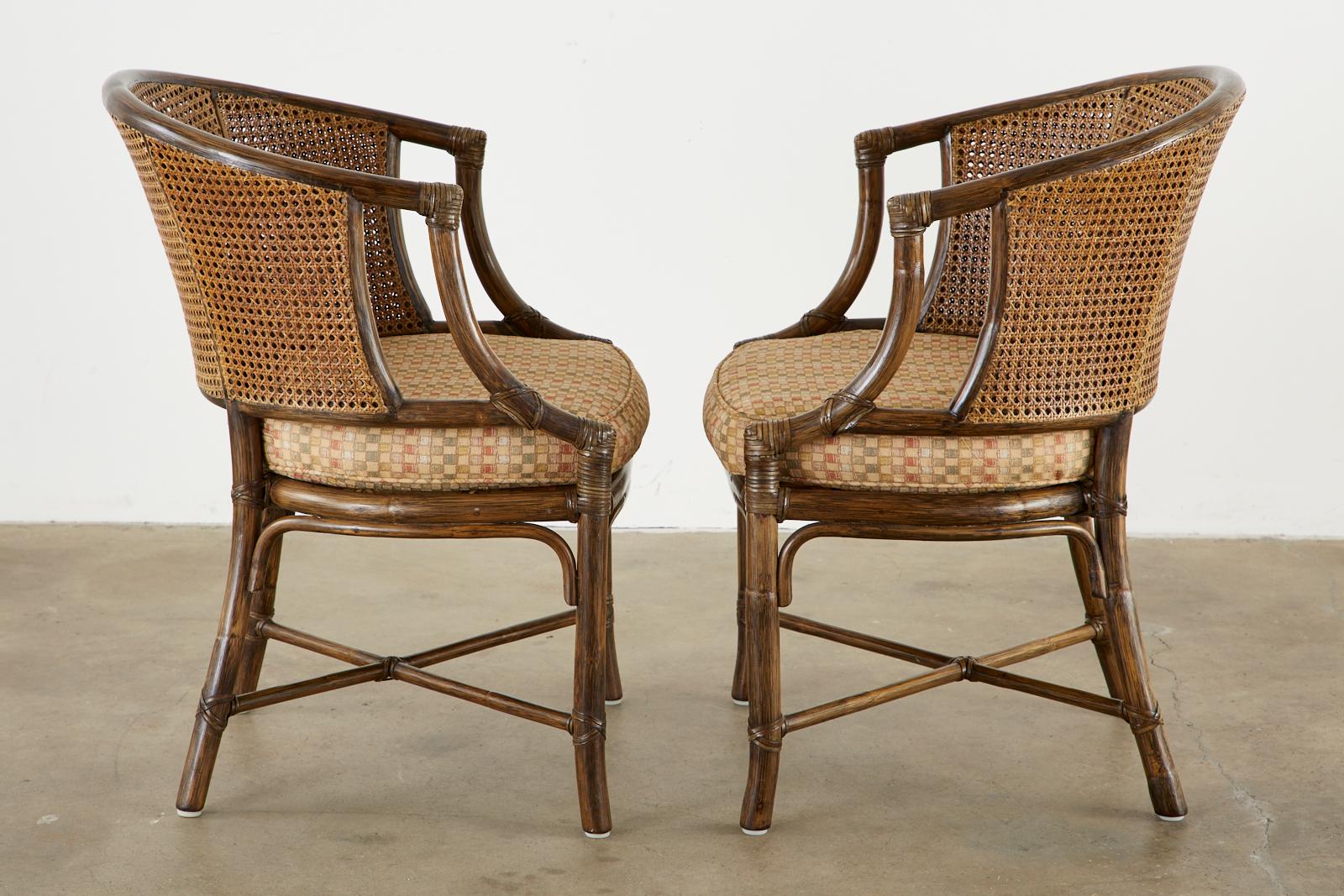 Set of Four McGuire Rattan Caned Organic Modern Armchairs 2