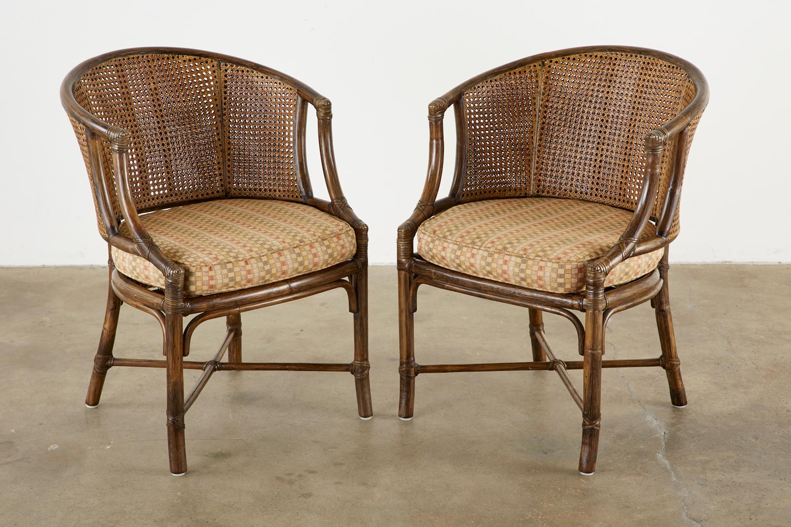 Set of Four McGuire Rattan Caned Organic Modern Armchairs In Good Condition In Rio Vista, CA