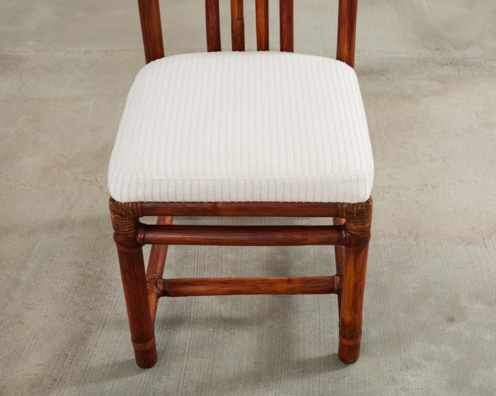 Set of Four McGuire Rattan Chinese Officials Hat Dining Chairs For Sale 7