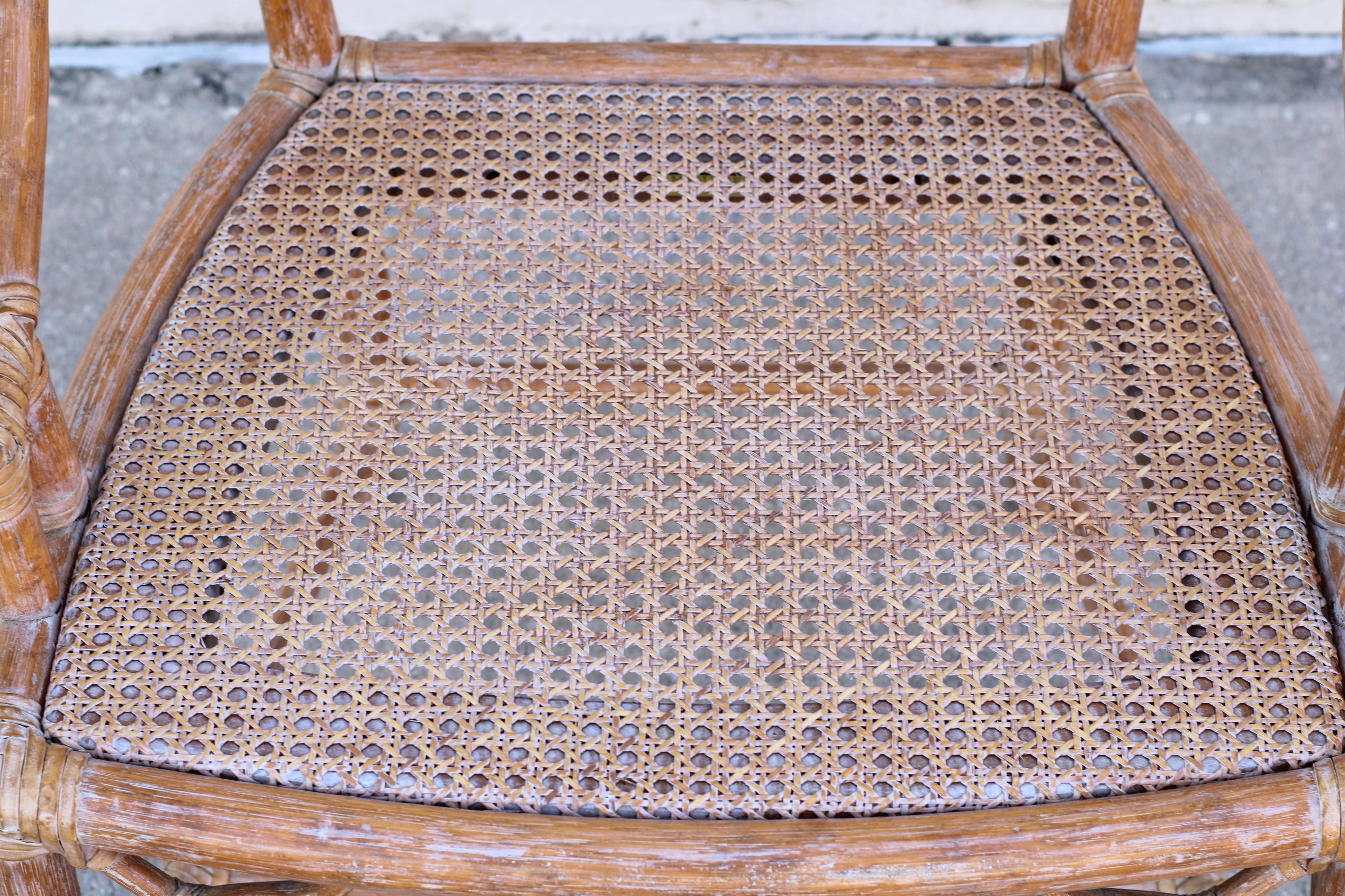 Ensemble de quatre chaises de salle à manger The Modernity en rotin de bambou craquelé en vente 8