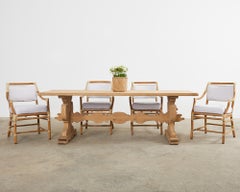Set of Four McGuire Rattan Organic Modern Dining Armchairs