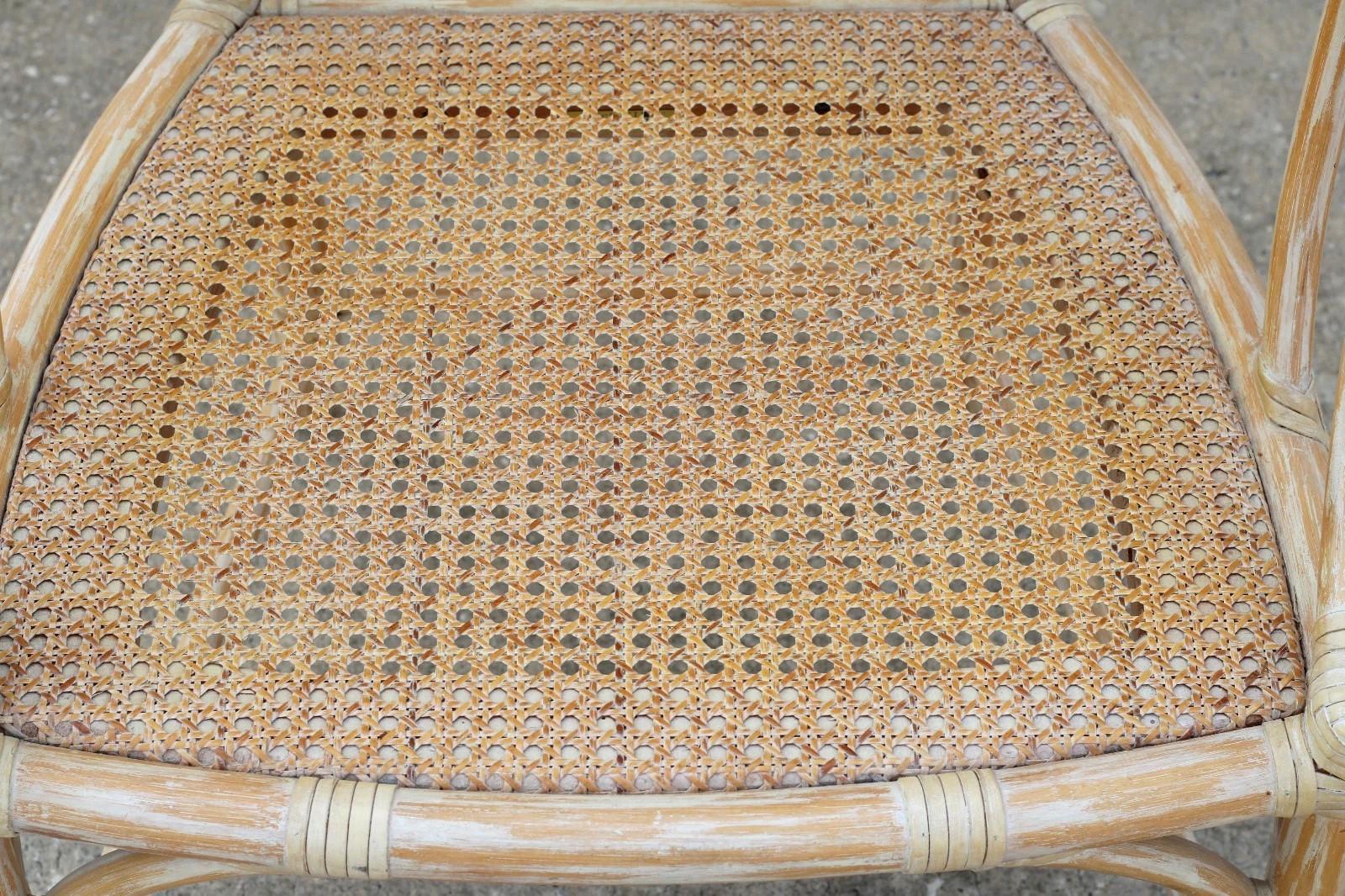 Ensemble de quatre fauteuils de salle à manger McGuire en rotin à dossier canné ovale, style moderne organique en vente 4