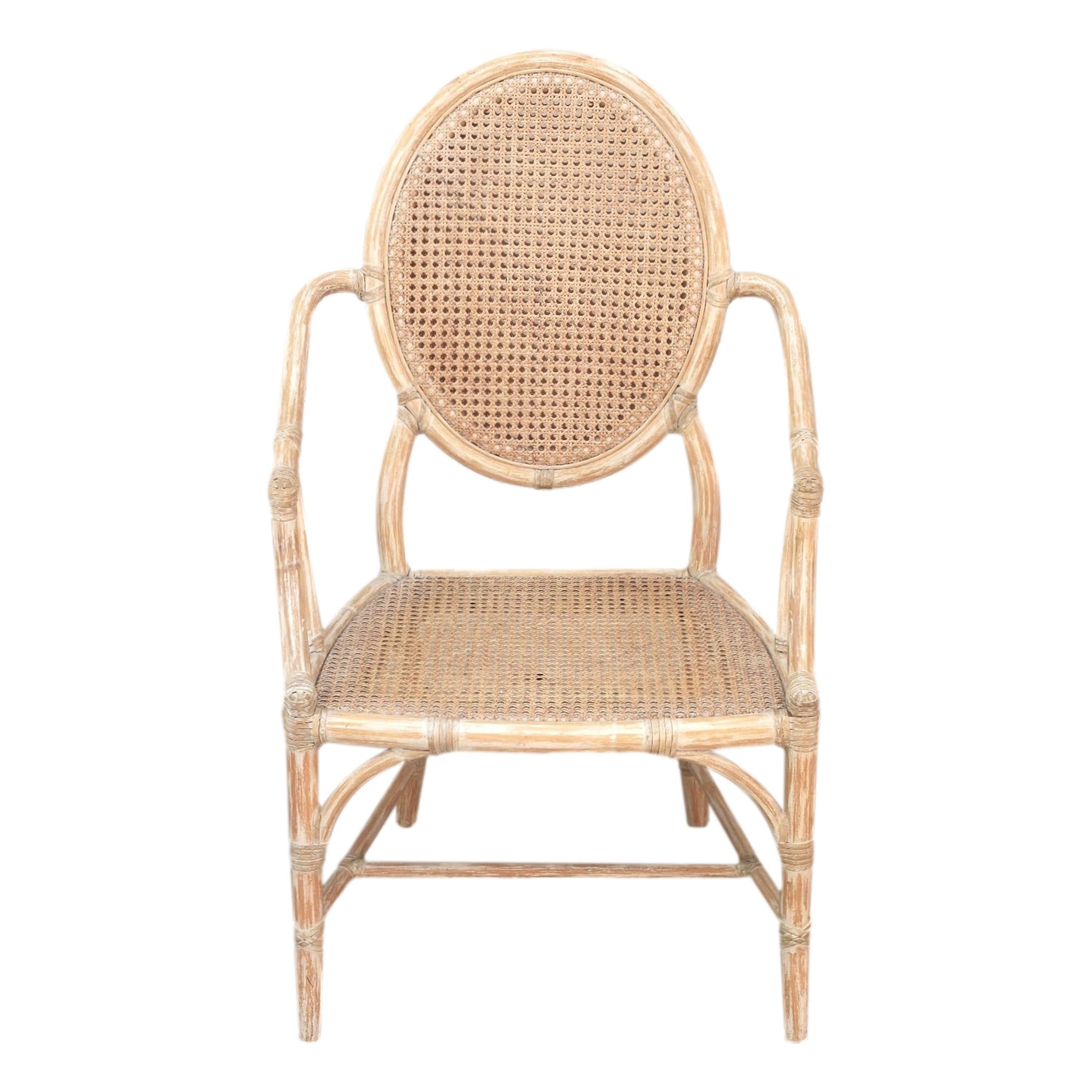 Ensemble de quatre fauteuils de salle à manger McGuire en rotin à dossier canné ovale, style moderne organique en vente 5