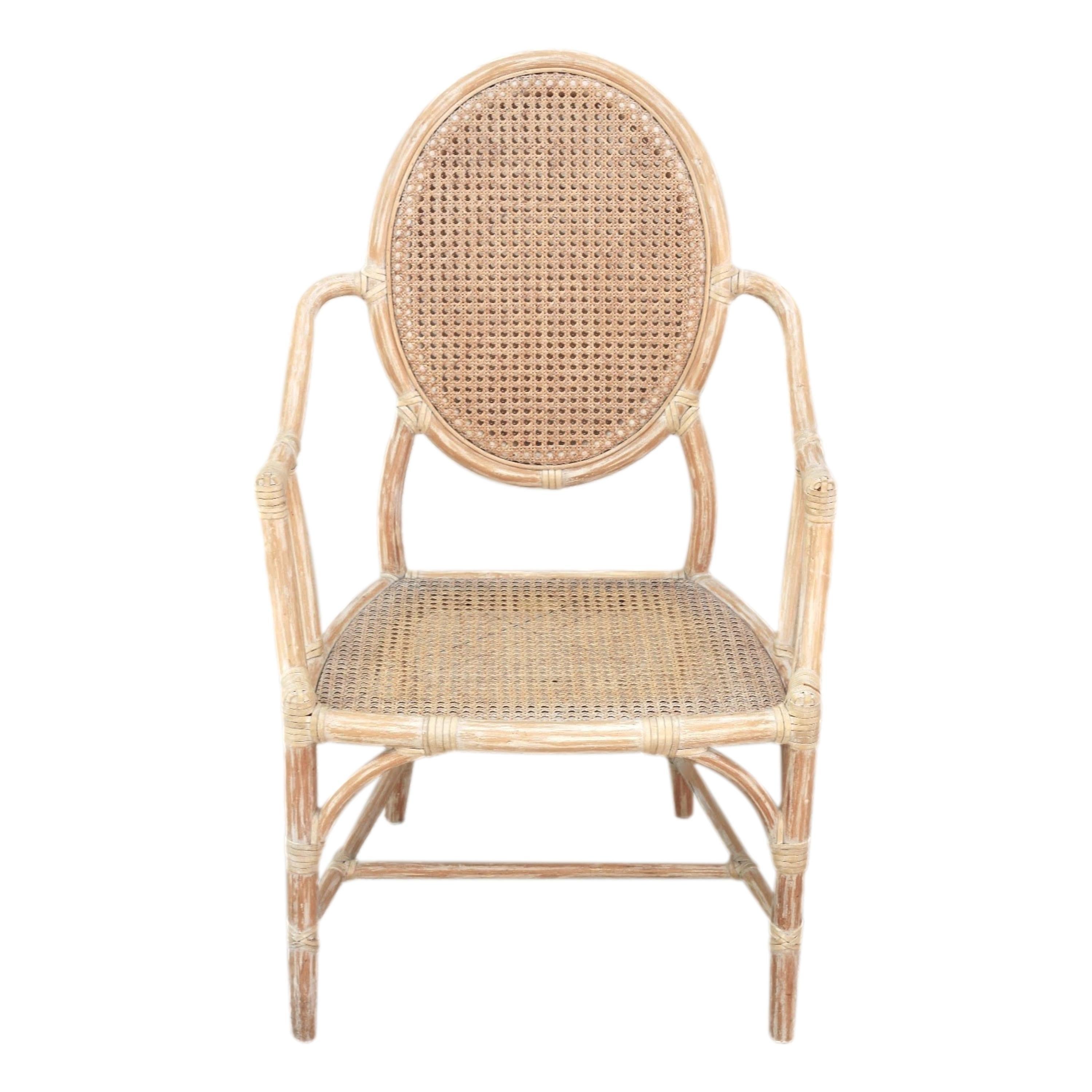 Ensemble de quatre fauteuils de salle à manger McGuire en rotin à dossier canné ovale, style moderne organique en vente 7