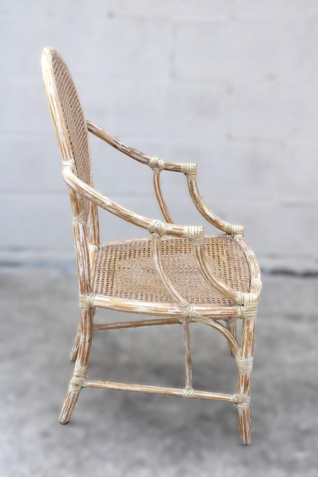 Ensemble de quatre fauteuils de salle à manger McGuire en rotin à dossier canné ovale, style moderne organique en vente 13