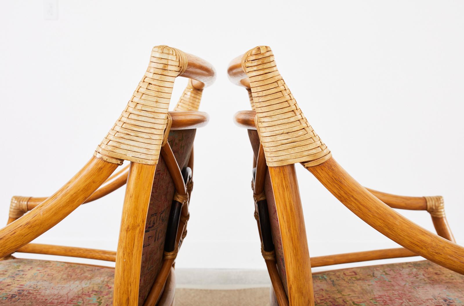 Set of Four McGuire Rattan Target Back Dining Armchairs 5