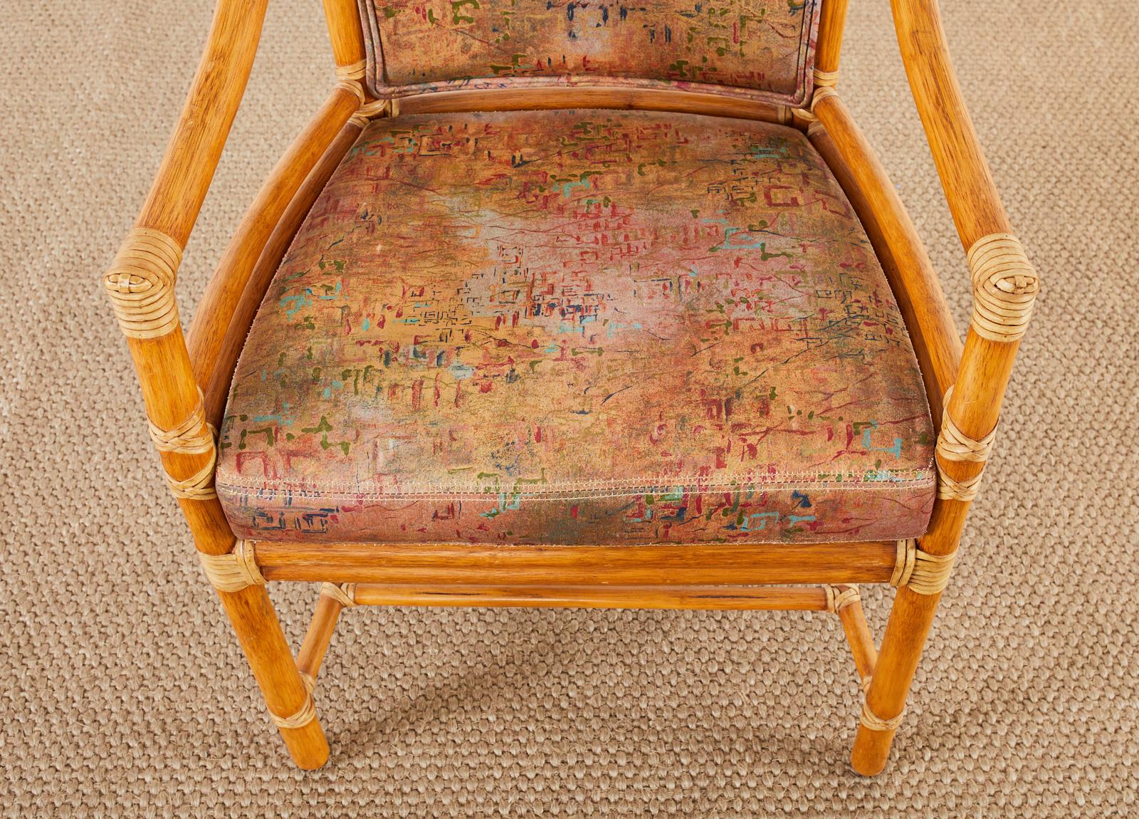 Set of Four McGuire Rattan Target Back Dining Armchairs 8